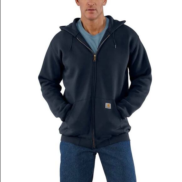 NEW Carhartt Loose Fit Midweight Full Zip Hoodie Sweatshirt Navy Size L Workwear